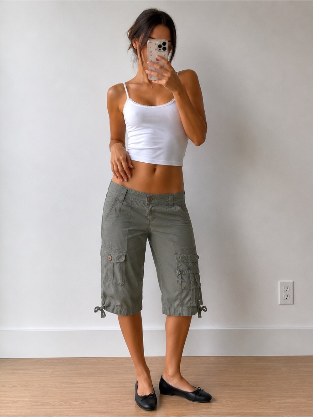 Volcom Y2K Olive Cargo Capri Pants Utility Women 8 Utility Gorpcore Streetwear